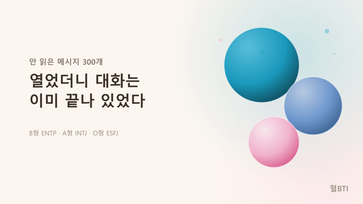 단톡방에서 말 많은 사람, 읽기만 하는 사람 — 혈액형 × MBTI 단톡방 유형
